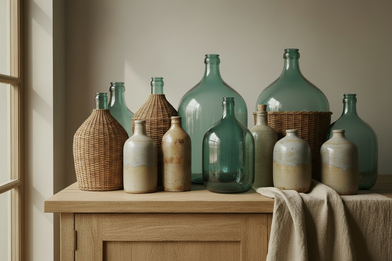 Demijohns with Wicker Accents