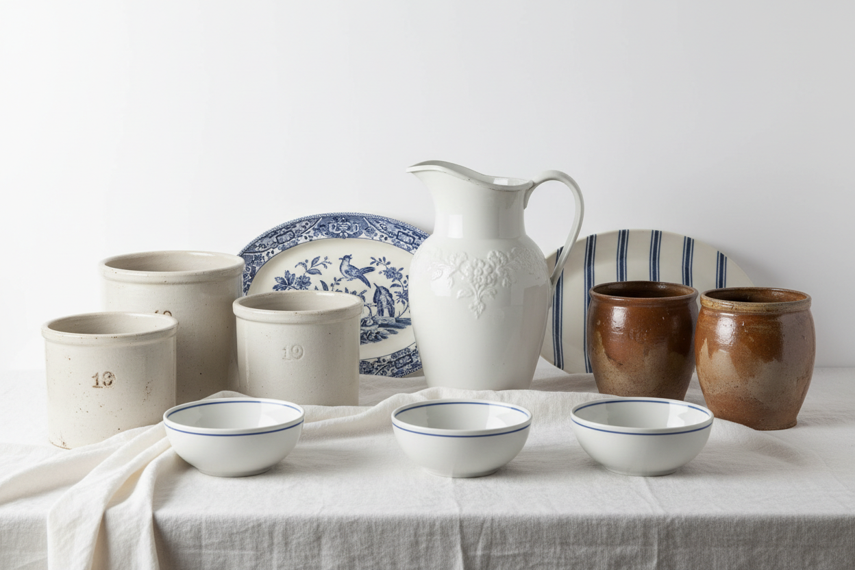 Pottery, Ironstone, and China