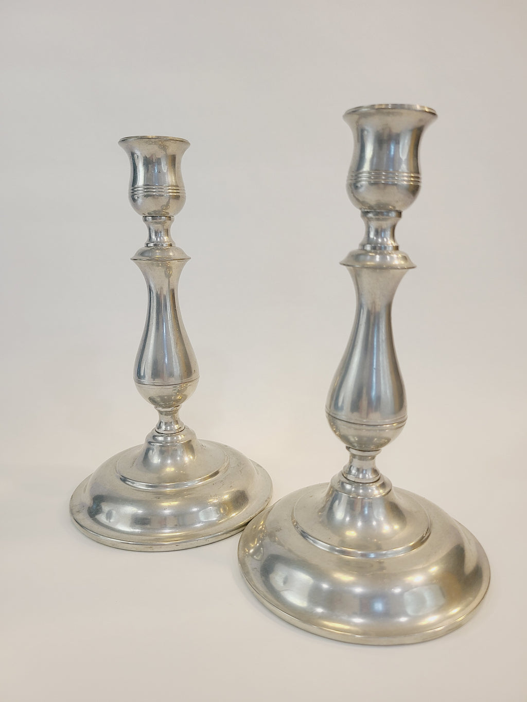 Pair of vintage Stieff Pewter Candlesticks marked DuPont.