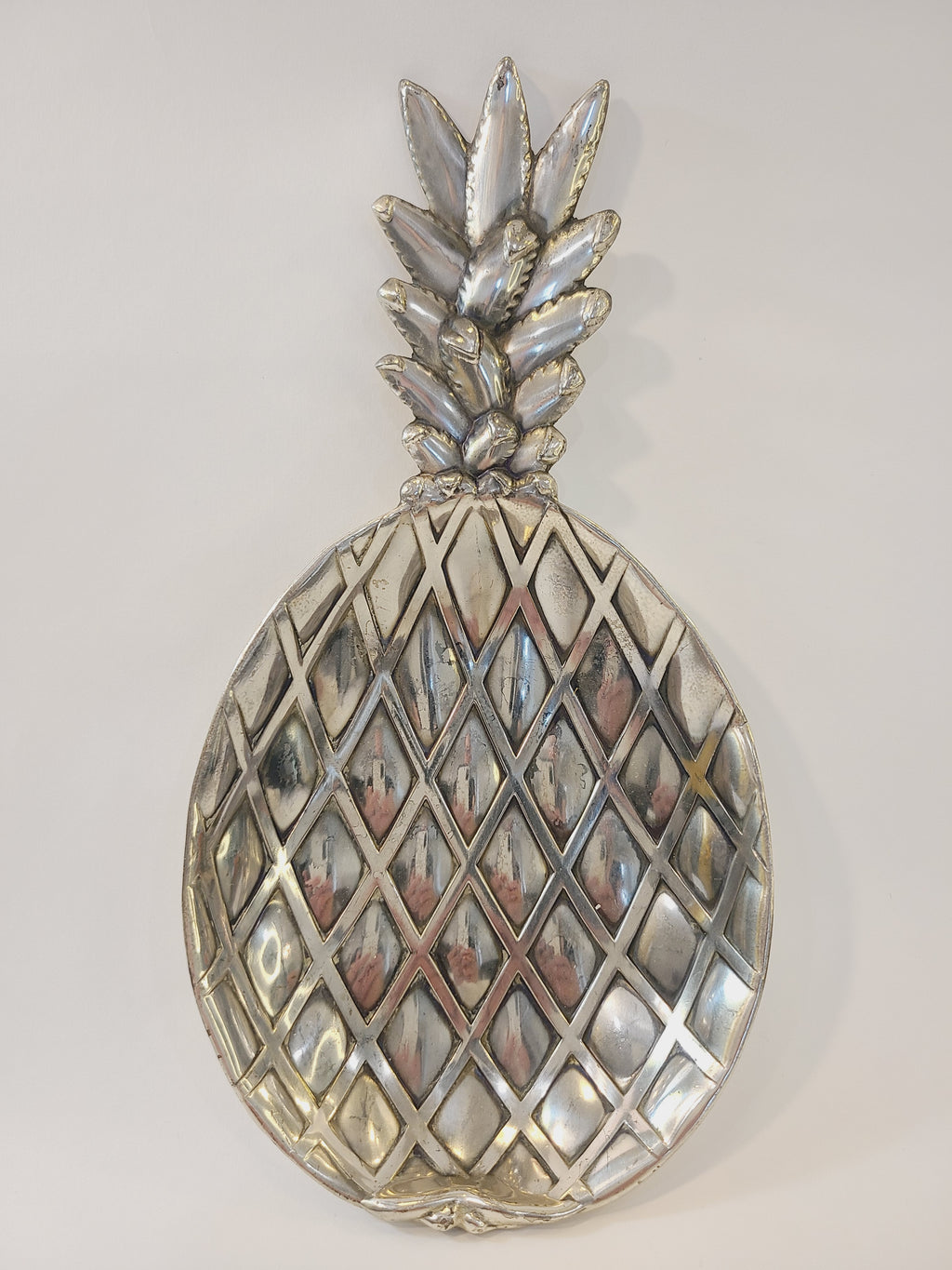 Vintage pineapple silver tone metal dish made in Japan by Matsumoto for the Eleanor retail line.