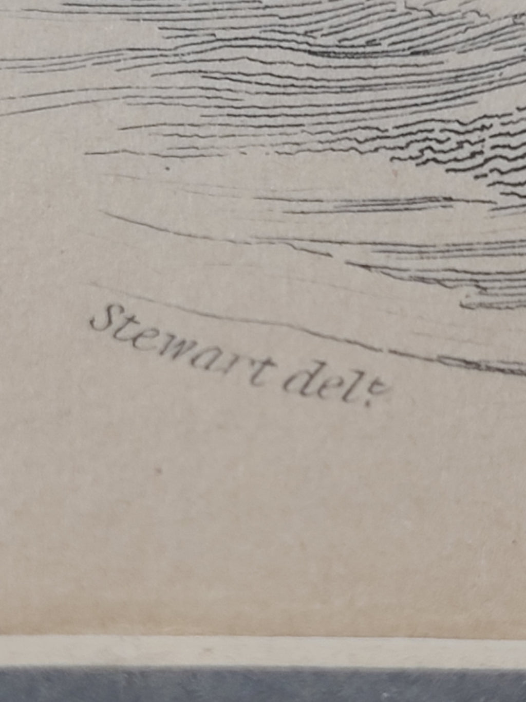 Close up of Antique Hand Colored Common Seal Etching from Scotland 1830s showing name.