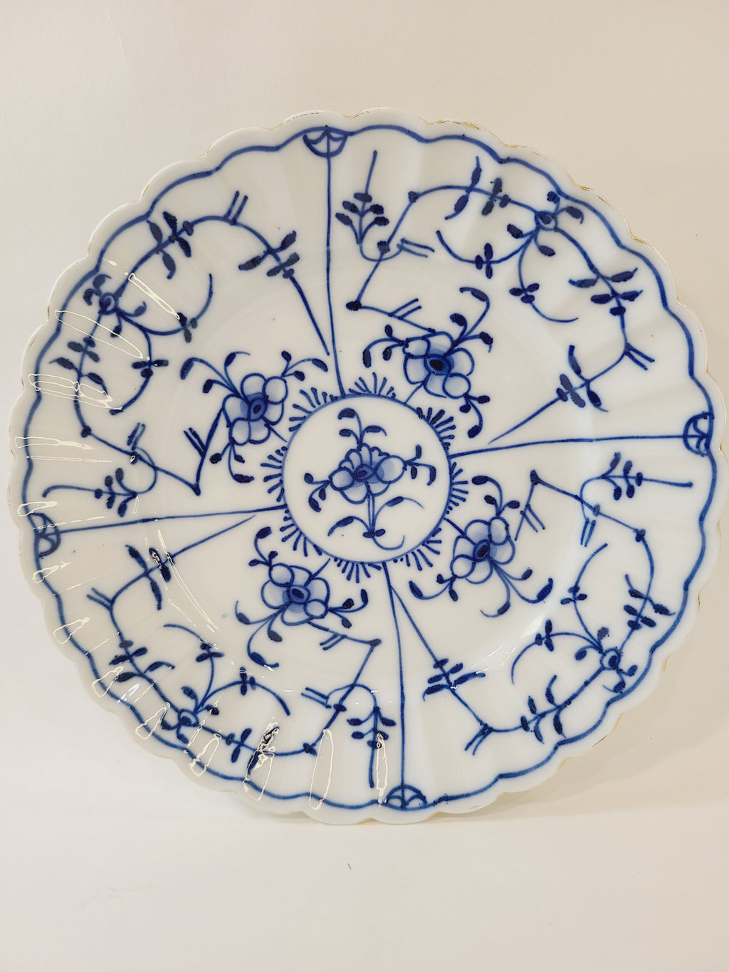 Antique Royal Tettau Blue and White Porcelain Plate.