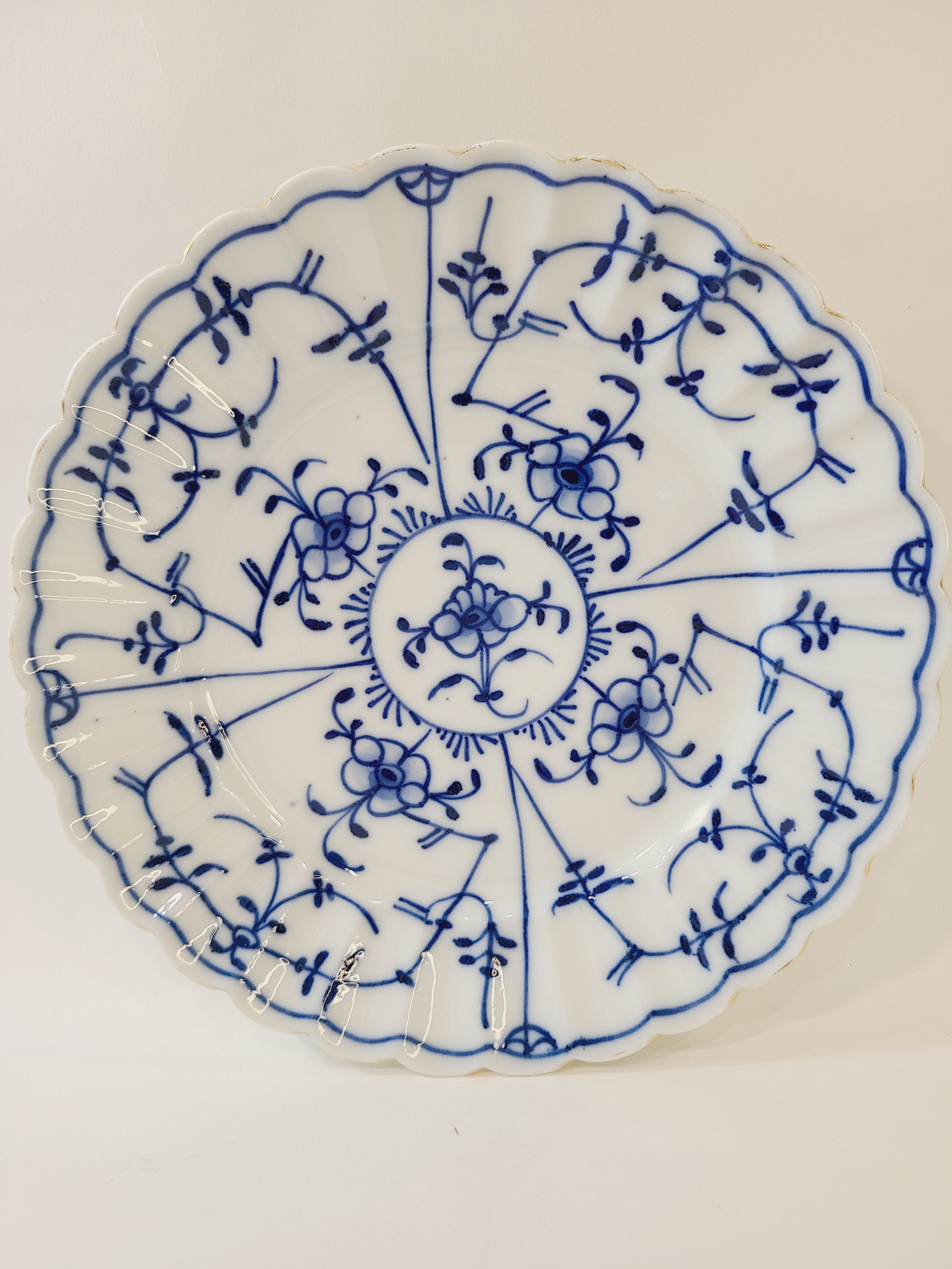 Antique Royal Tettau Blue and White Porcelain Plate.