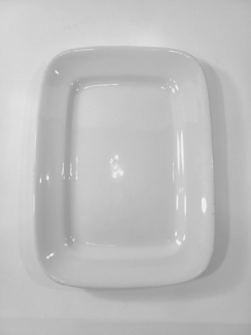 Antique white Alfred Meakin Royal Ironstone Platter photographed from above.