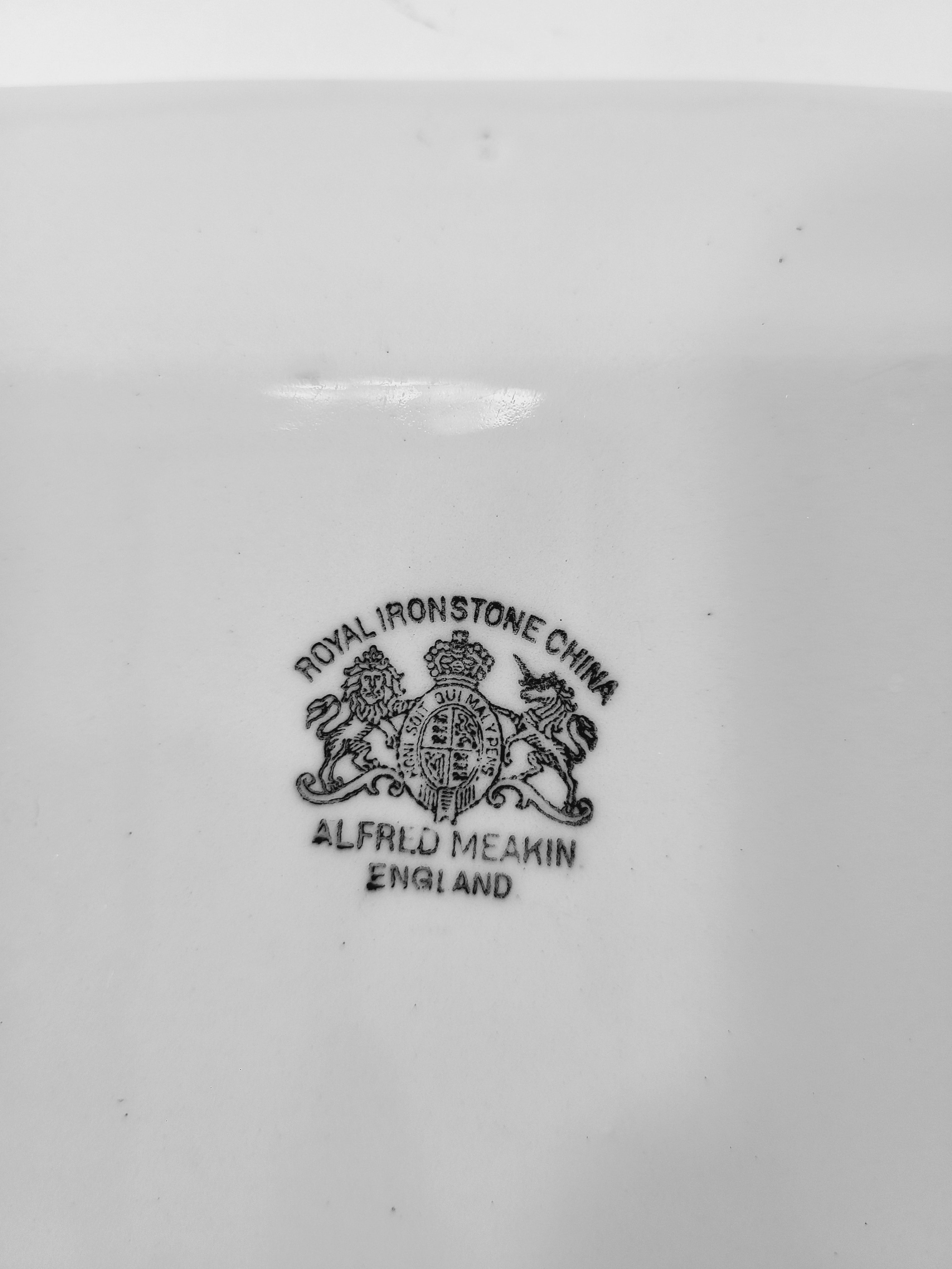 Stamp on bottom of Antique white Alfred Meakin Royal Ironstone Platter.