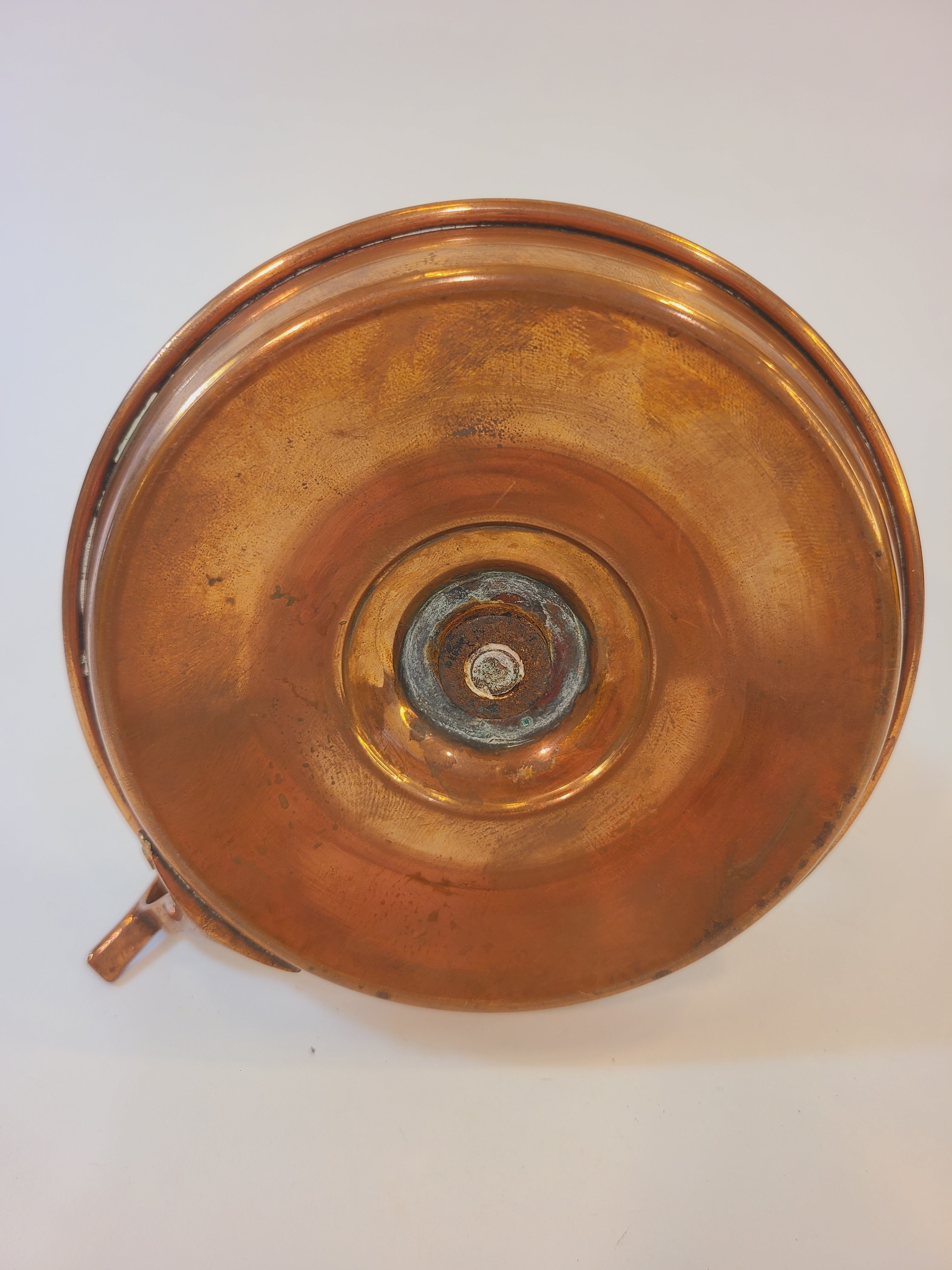 Bottom of Antique Copper Candle Holder with Push-Up Lever