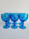 Set of 6 vintage turquoise glass goblets by Imperial Glass Hoffman House.