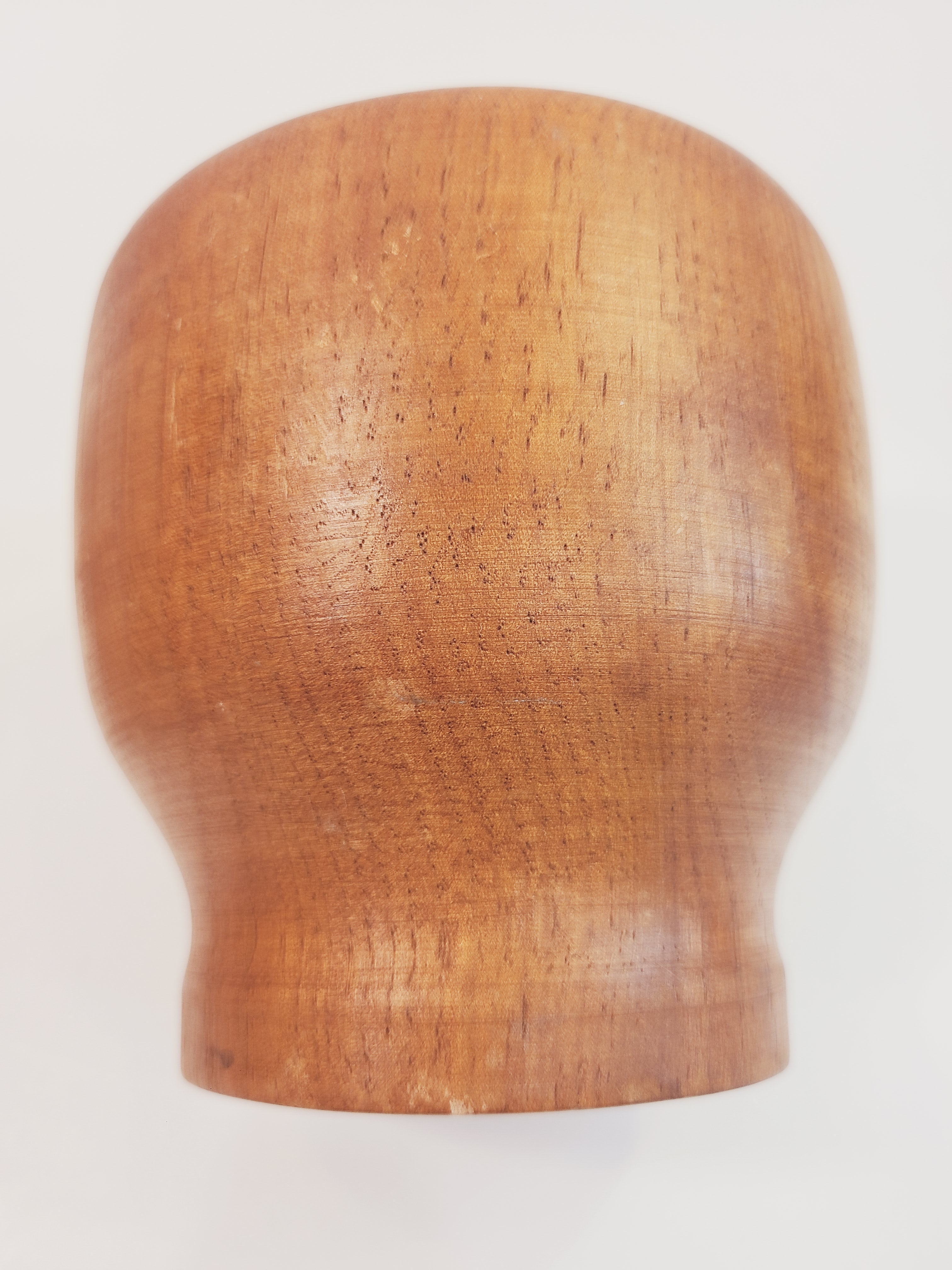 Close up of Antique Turned Wood Mortar 4.25 inches high by 4.25 inches diameter.