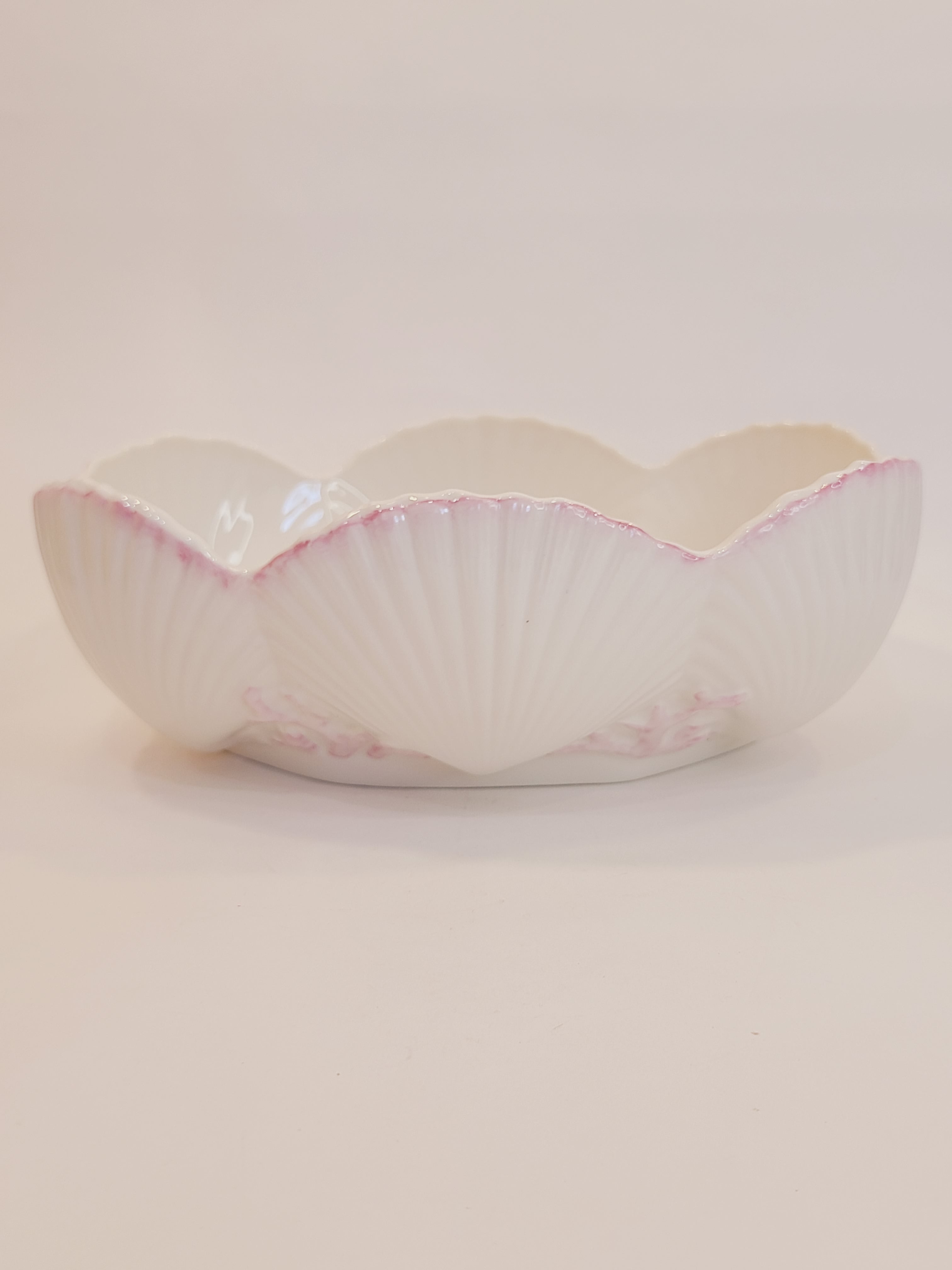 Belleek Ireland Neptune Pattern Earthenware Bowl with shells and coral 1970s