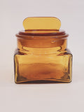 Antique Dakota Square Amber Glass Apothecary Jar 1890s with lid