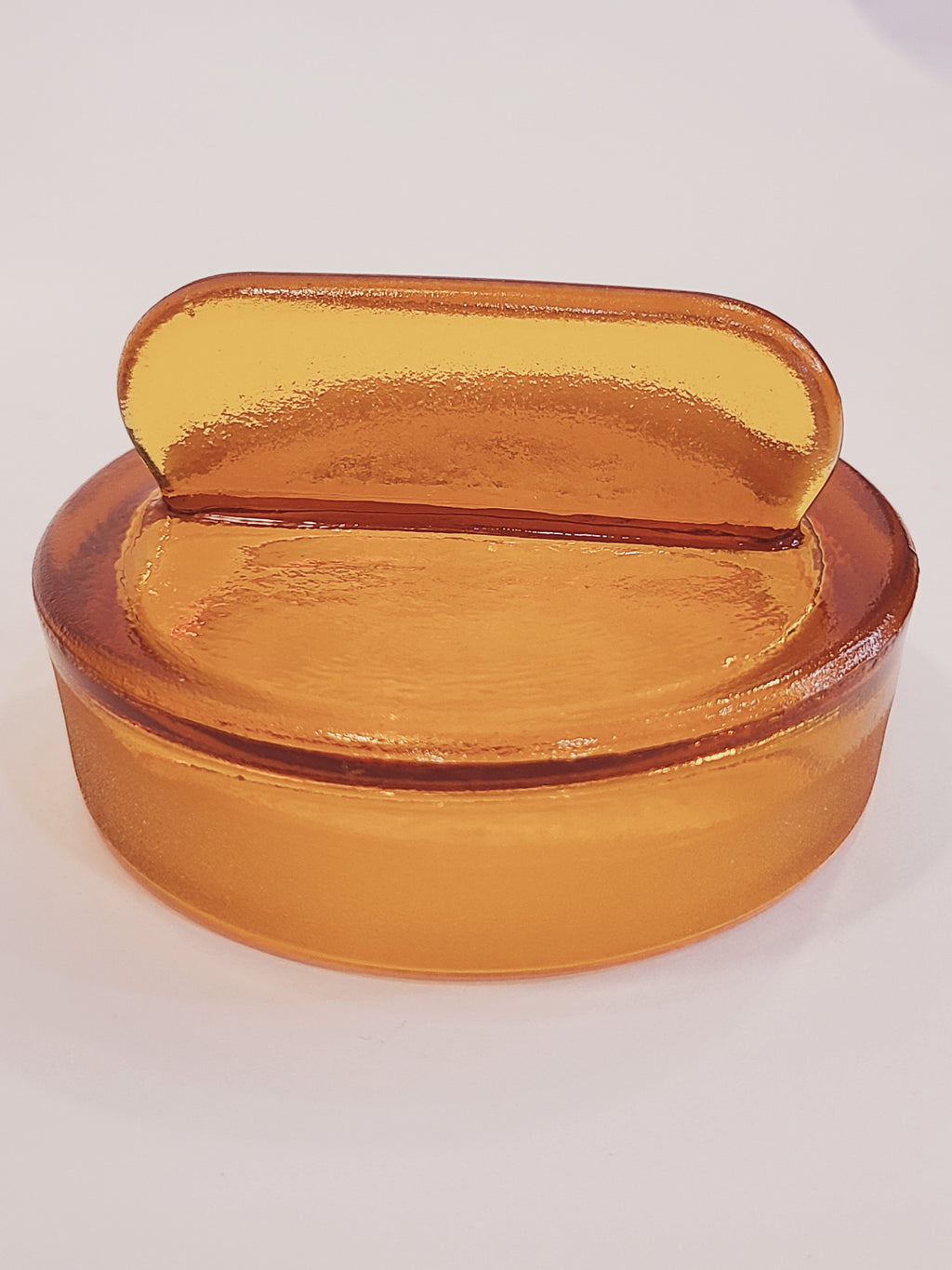 Lid of Antique Dakota Square Amber Glass Apothecary Jar 1890s