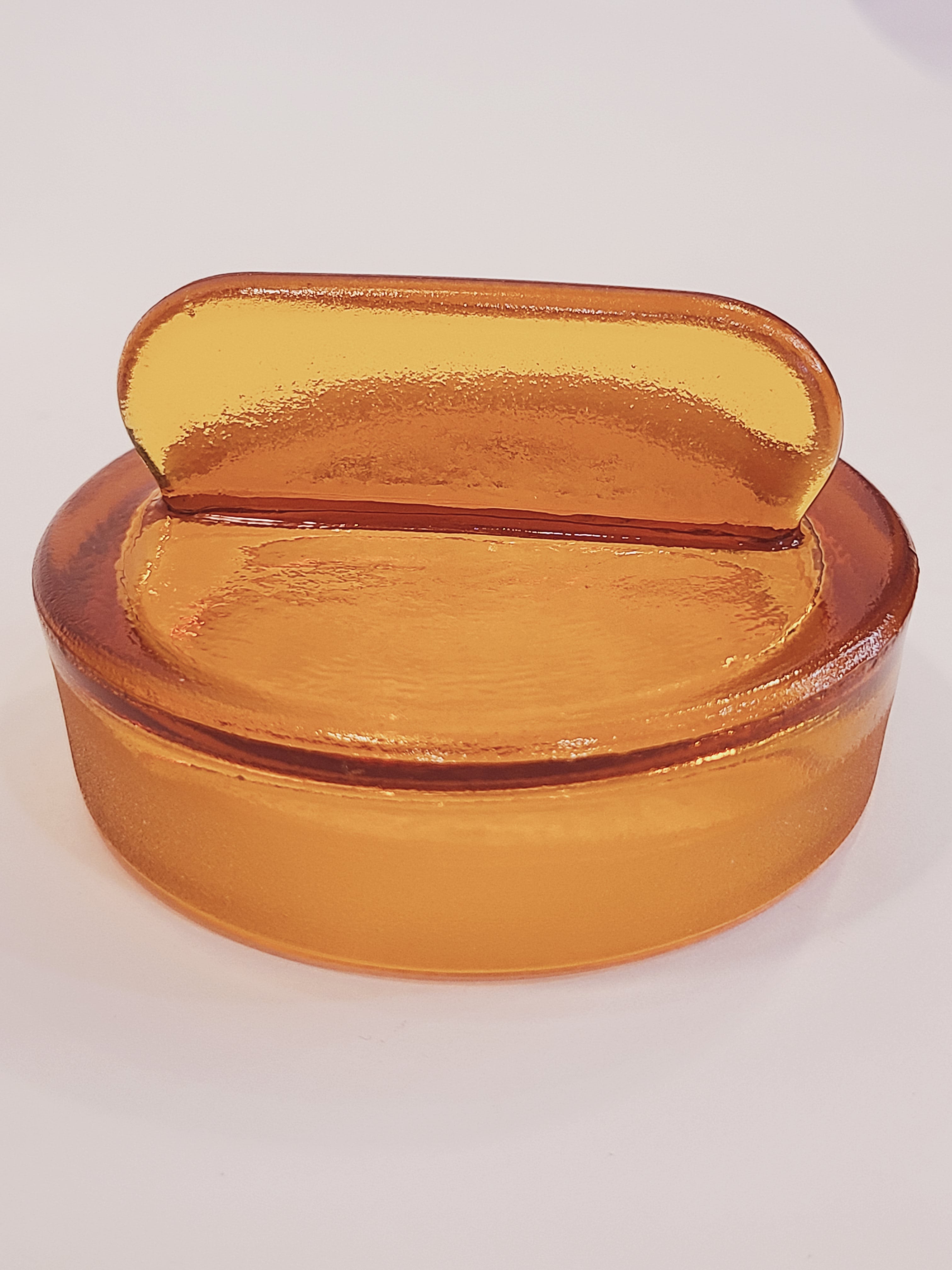 Lid of Antique Dakota Square Amber Glass Apothecary Jar 1890s