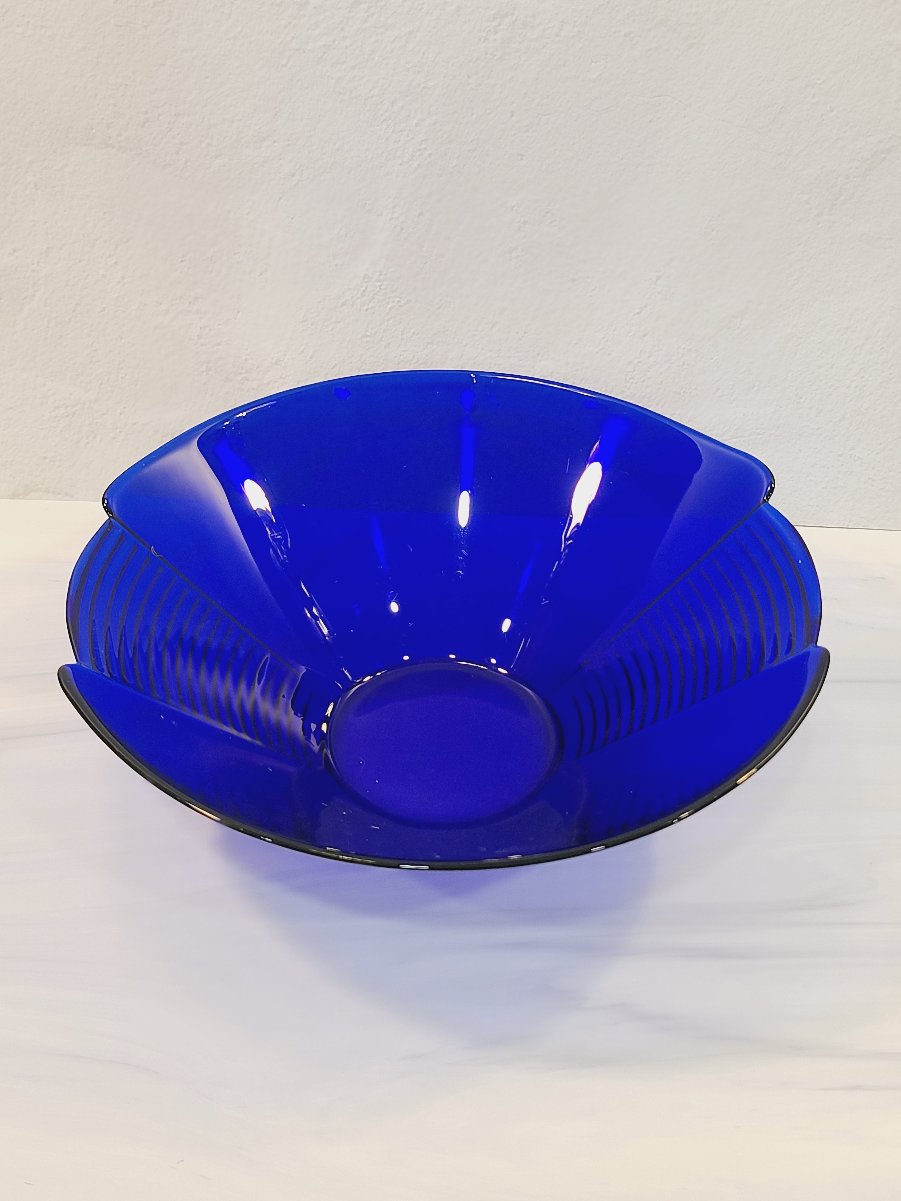 Mid-century Cobalt Blue Glass Serving Bowl late 1960s-earlly 1970s