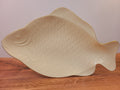 Lenox Seaport fish-shaped serving platter in glossy ivory bone china with embossed scales and 24K gold trim