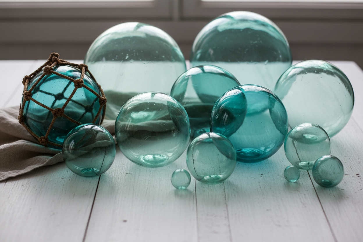 Glass Fishing Floats with Linen Cloth